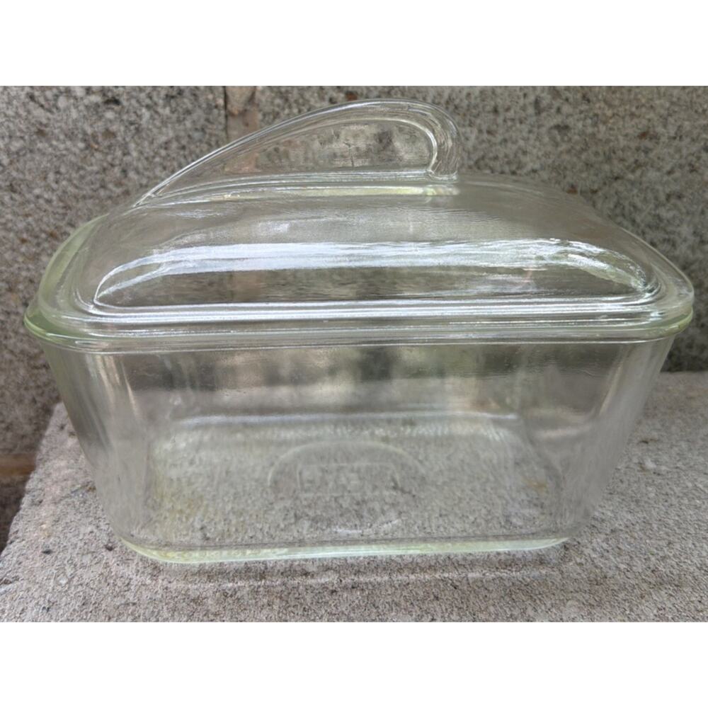 Vintage Westinghouse Glasbake With Art Deco Lid, 9x5, Clear Refrigerator Dish